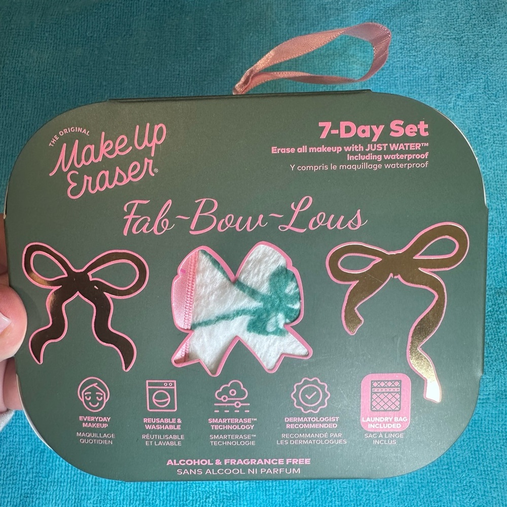 MakeUp Eraser Fab-Bow-Lous 7-Day Set - Pink and Teal